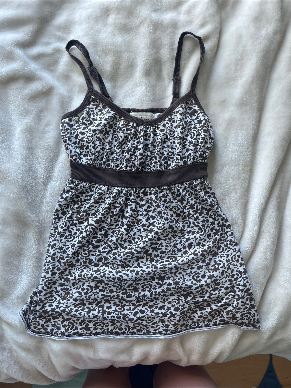 2004 Y2K Urban Behavior Brown and White Floral Camisole Chemise - Picture 11 of 13